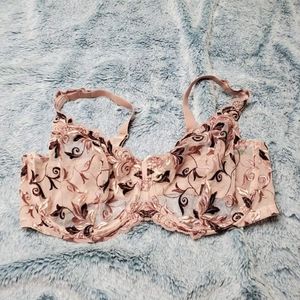 Soma Unlined Sheer Floral Bra size 42D - like new